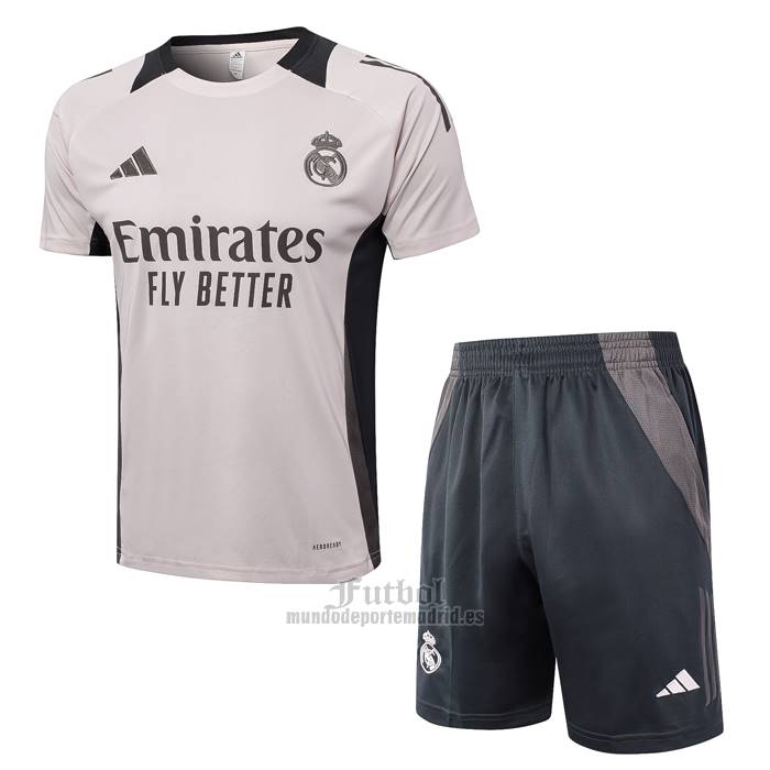 Chandal del Real Madrid Manga Corta 2024-2025 Rosa Claro - Pantalon Corto